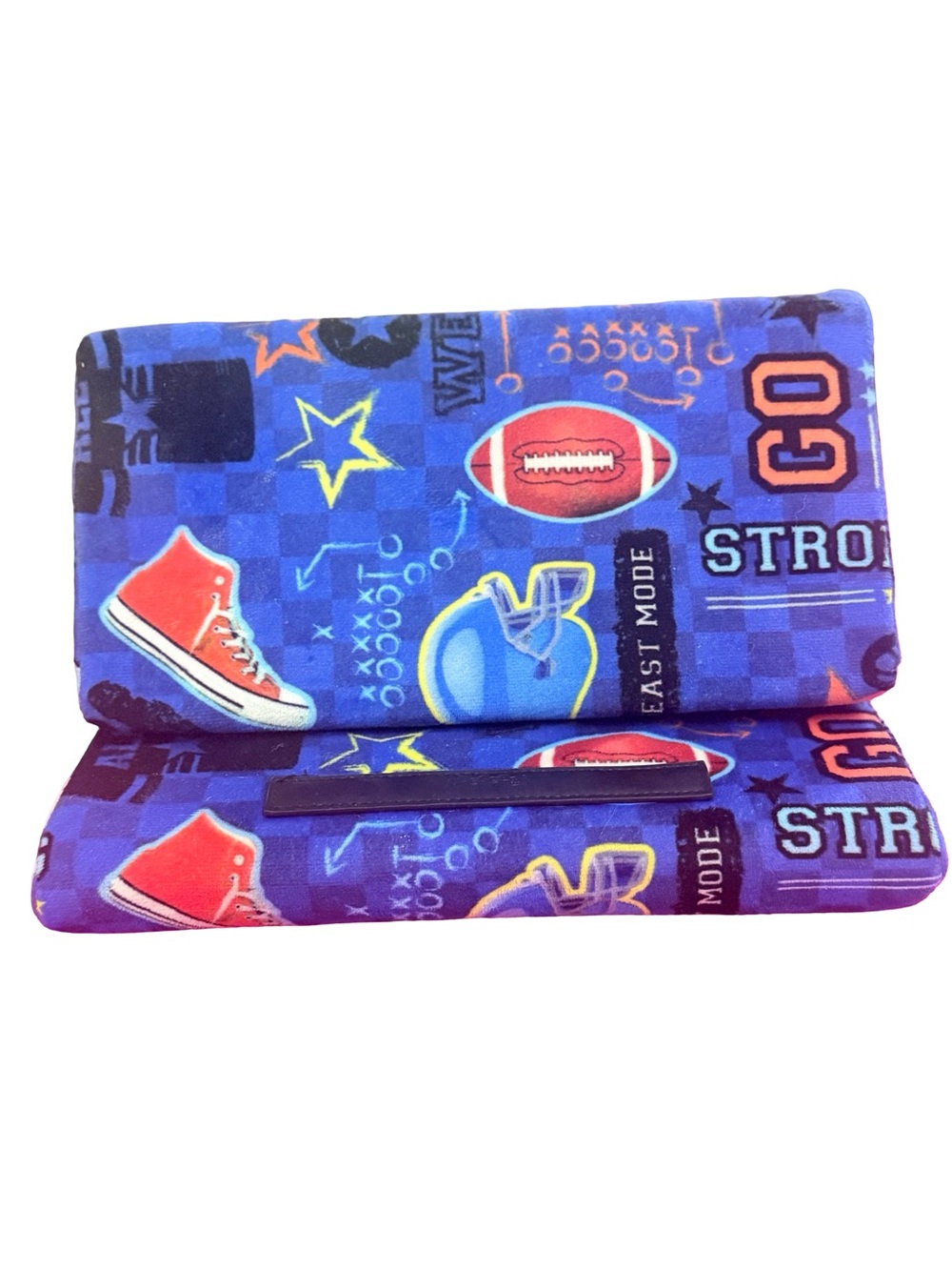 Iscream kids sports print plush folding tablet & laptop sleeve - size 11.5” x 7”
